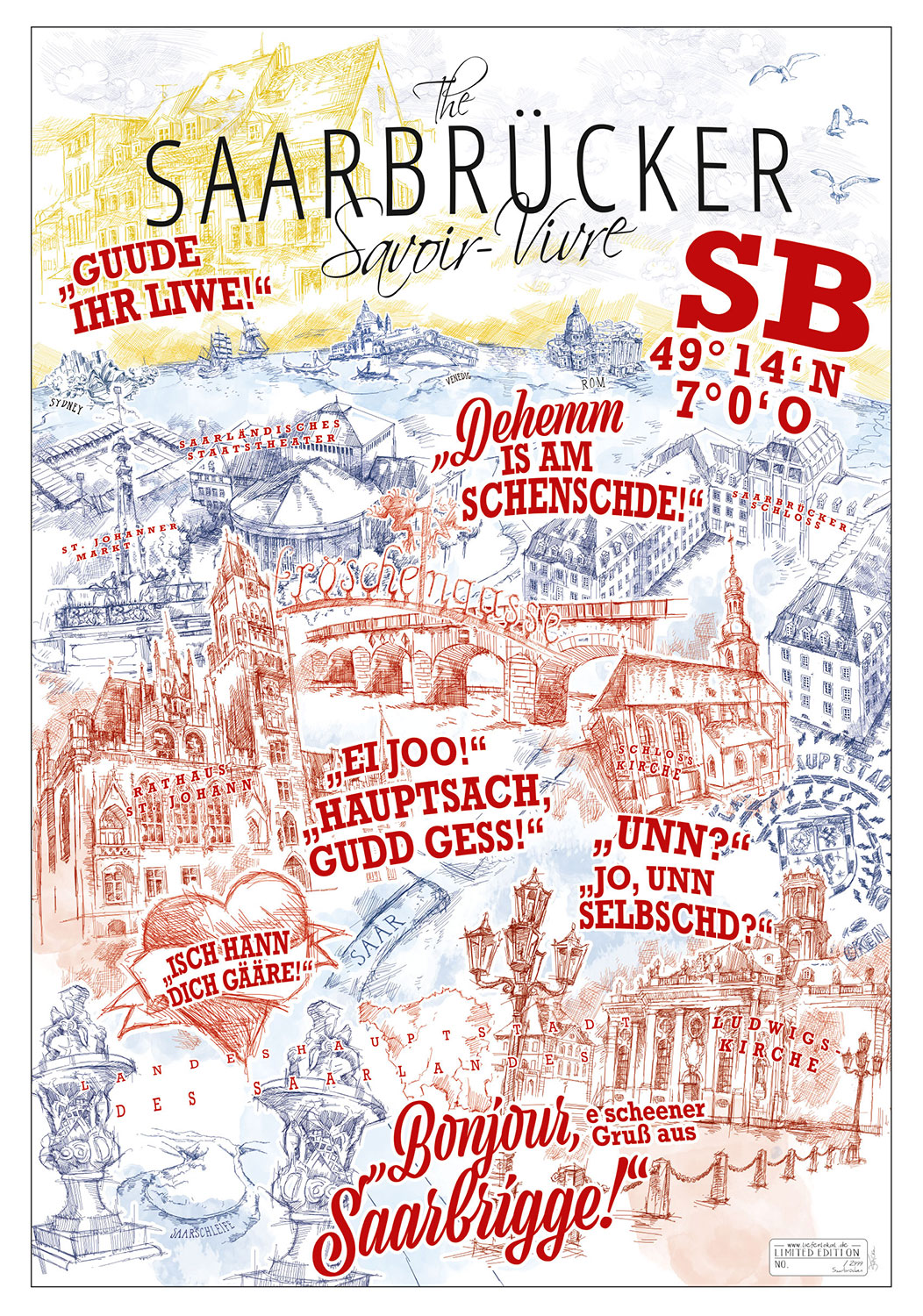Saarbrücken Poster The Saarbrücker limitierter Kunstdruck