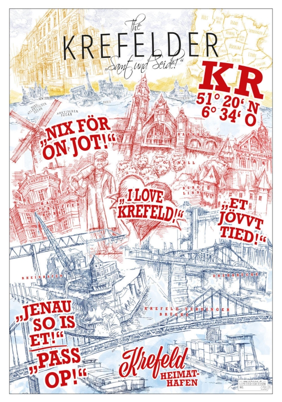 Krefeld Poster - The Krefelder - limitierter Kunstdruck gezeichnet