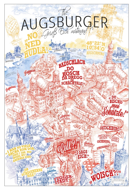 書 Augsburg Impressionen Augsburg Poster - The Augsburger - limitierter Kunstdruck