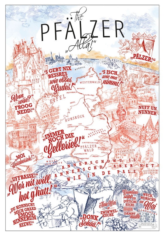 Pfalz Poster - The Pfälzer - limitierter Kunstdruck gezeichnet von