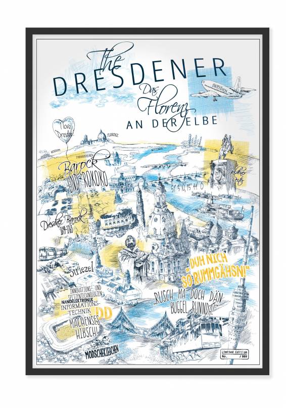 Dresden Poster - The Dresdener - limitierter Kunstdruck gezeichnet von Jörg  Tacke