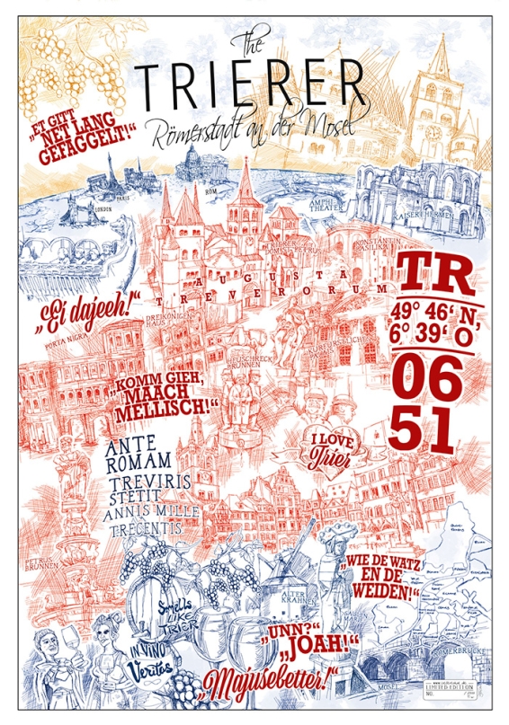 Trier Poster - The Trierer - limitierter Kunstdruck gezeichnet von